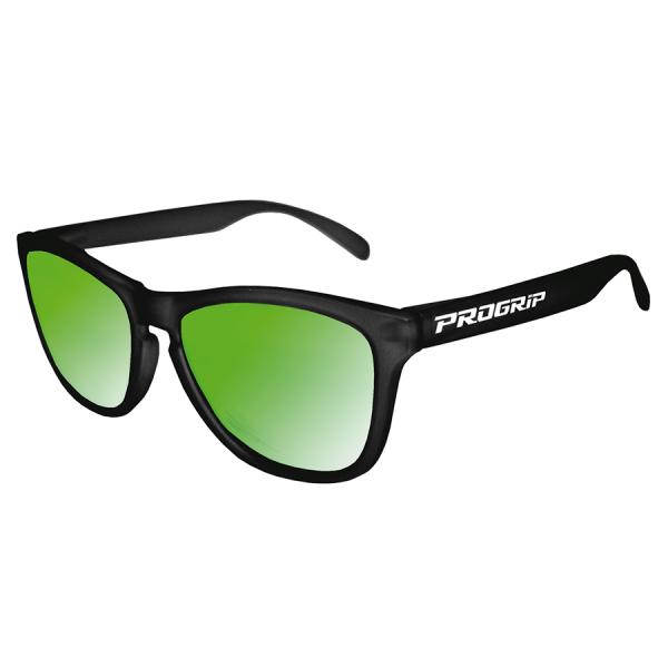 PLASTIC SUNGLASSES-UNISEX-BLACK MATT-MULTIL.GREEN LENS